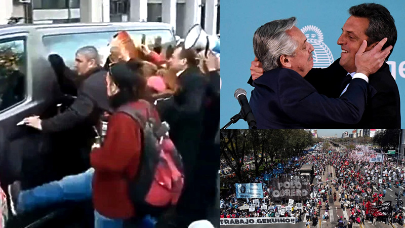 Carro do novo ministro da Argentina é alvo de protestos
