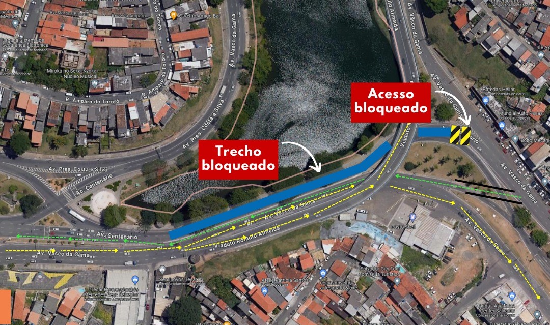 Trecho da Av. Centenário, no Dique do Tororó, será bloqueado no domingo (25)