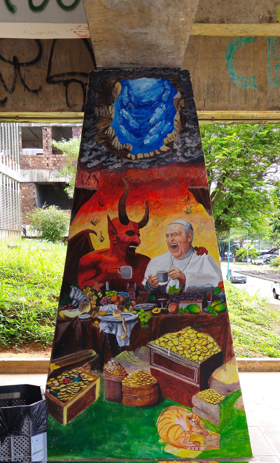 Polêmica na UFBA: Grafite que retrata Papa Francisco e o Diabo gera debate sobre liberdade de expressão e intolerância religiosa