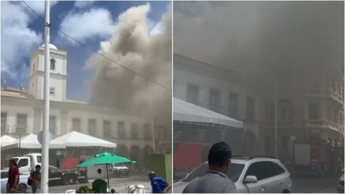 Incêndio de grande magnitude atinge sede da Câmara de Salvador; confira vídeo