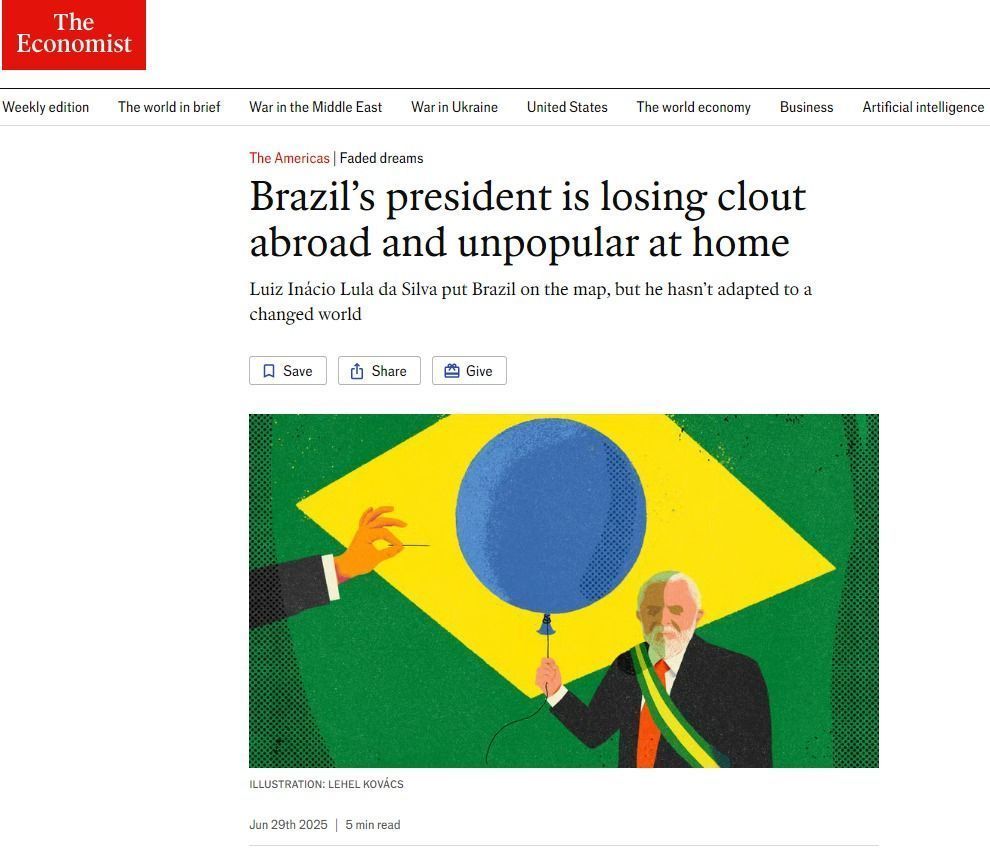 Lula enfrenta críticas por isolamento internacional e impopularidade, diz Economist