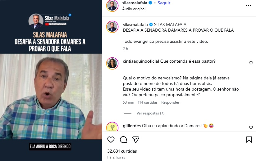 Malafaia critica Damares em novo vídeo