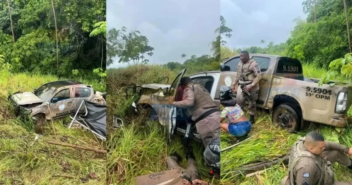 Acidente com viatura da PM deixa agente gravemente ferido em Guarajuba