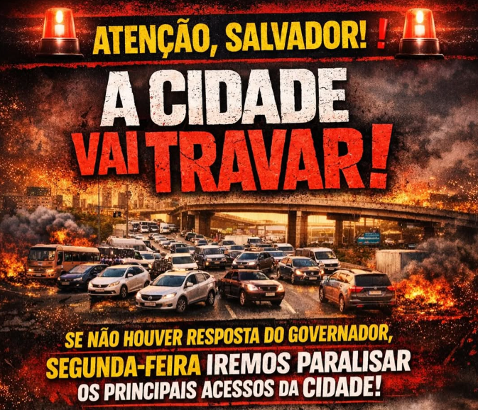 Motoristas de Salvador anunciam maior engarrafamento da cidade para cobrar providências do governador