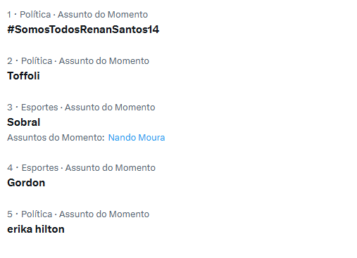 Após decisão de Toffoli, #SomosTodosRenanSantos14 entra nos trending topics do X